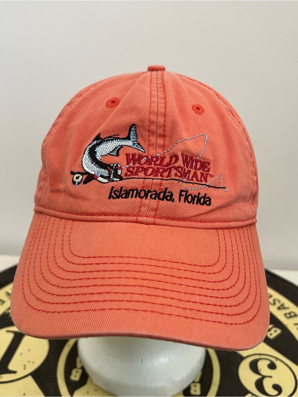 Worldwide Sportsman Islamorada Florida Faded Orange Fish Baseball Hat Men O/S